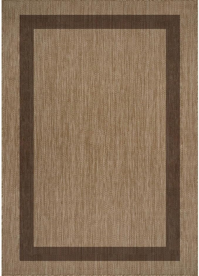 CAMILSON Outdoor Rug 5x7 - Modern Outside Rugs for Patios Porches Waterproof Durable Washable Non-Shedding, Easy-to-Clean Indoor Outdoor Area Carpet (5 x 7, Bordered - Jute)