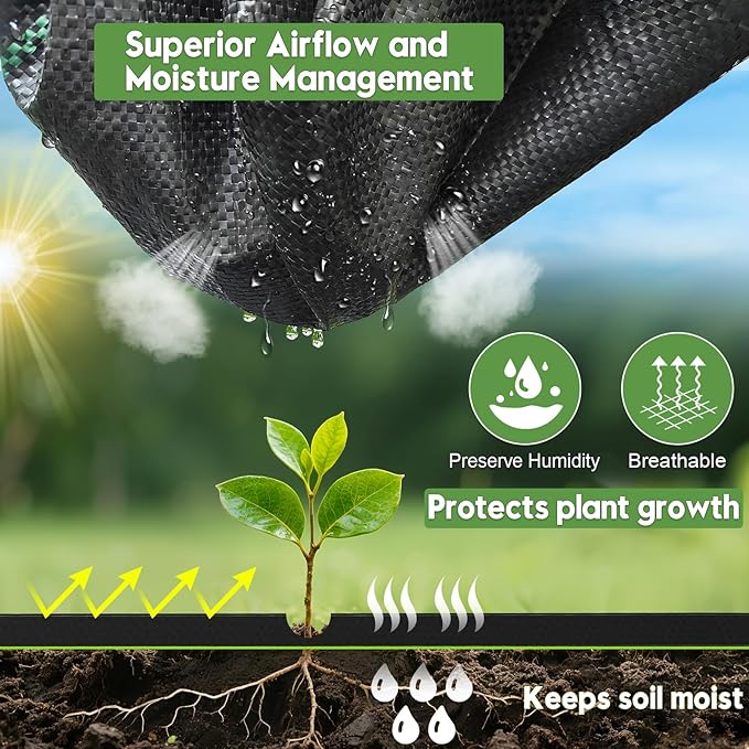 4FTx100FT Weed Barrier Fabric Heavy Duty, Gardening Landscape Fabric Cover Mat, Durable Weed Control Fabric for Garden Bed Cover, Landscaping, Commercial Driveway, Underlayment Use (4x100FT-3.2OZ)