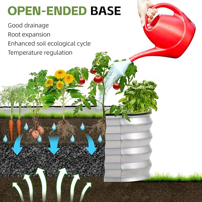 3-in-1 Modular Raised Garden Bed Kit - Adjustable Sizes (4x2x1ft, 3x3x1ft, 5x1x1ft) - Heavy Duty Galvanized Steel Planter Box with Bracing Rods & Gloves for Vegetables, Fruits, Flowers