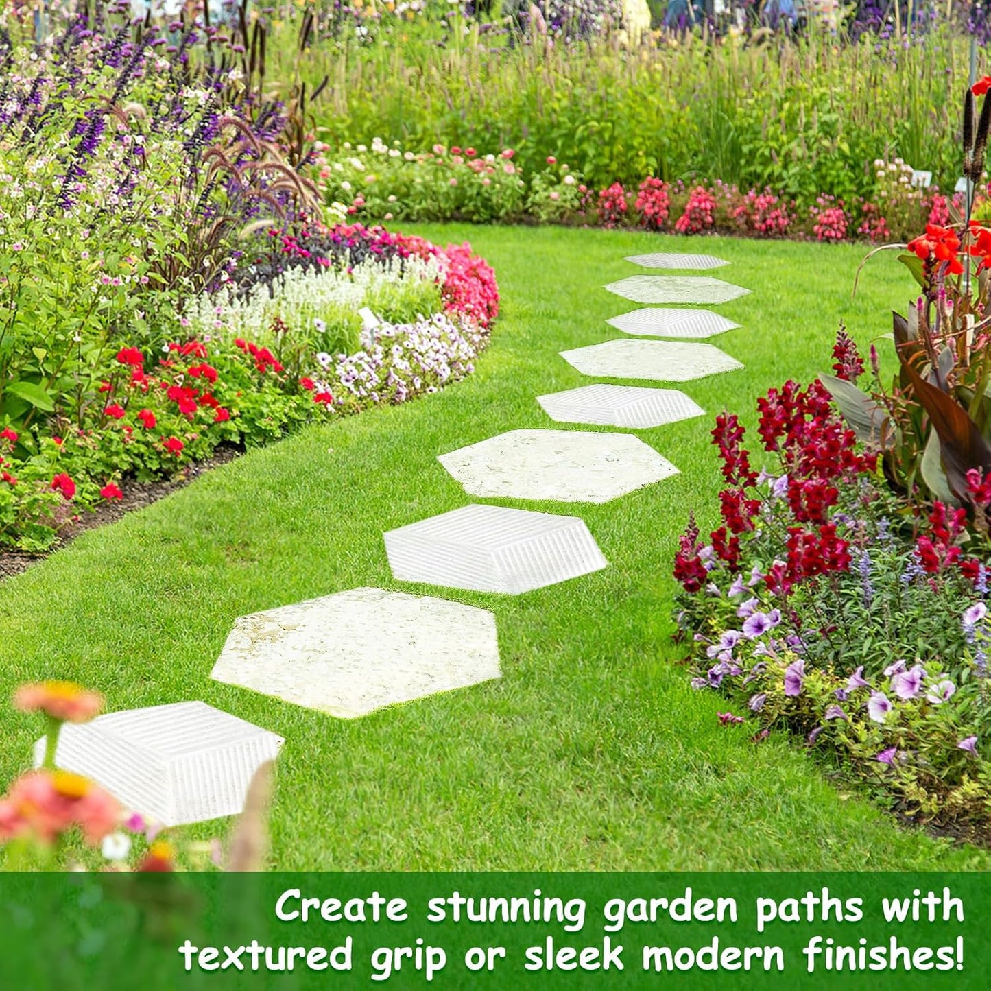 2 Size Hexagon Stepping Stone Mold, 9" /11.4" Reusable Cement Molds for Concrete, Plastic Concrete Molds for Walkways, Pavement and Garden