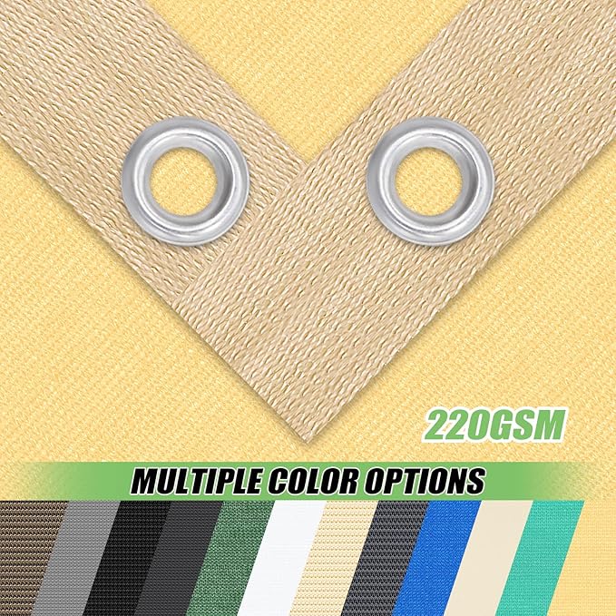 Outdoor 90% Sun Shade Cloth with Grommets, 5 X 15 FT Pergola Shade Cover for Garden Patio Carport Kennel Swimming Pool, Sand (We Make Custom Size)