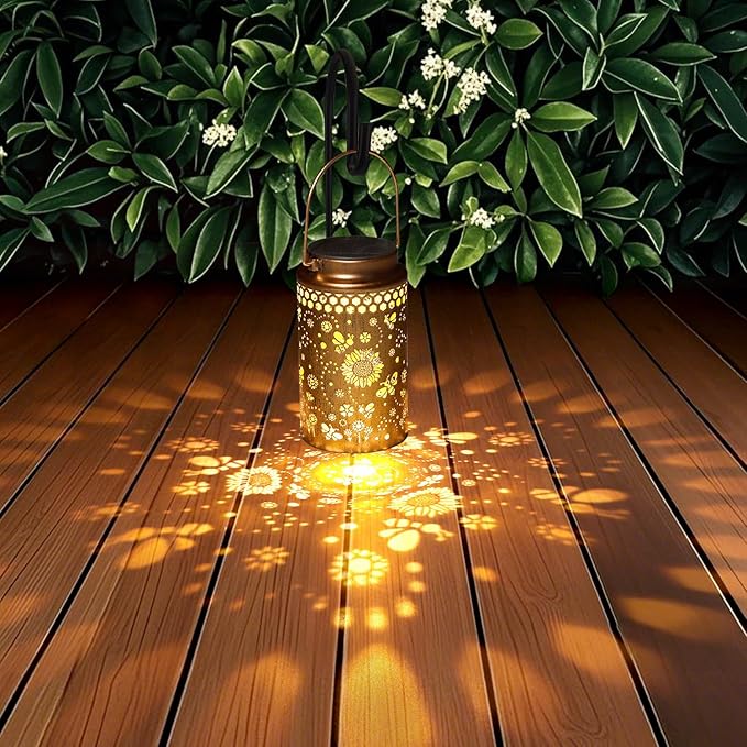 4 Pack Bee Solar Lanterns Outdoor Waterproof, Metal Hanging Lights Decorations for Garden Yard Lawn Patio, Bee Gifts for Women Mom Grandma Aunt Mother in Law Christmas