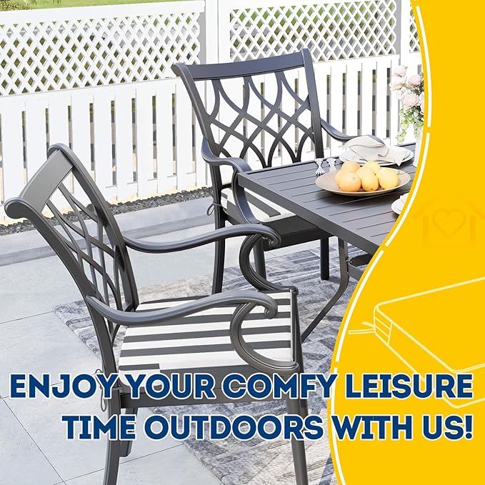 AAAAAcessories Outdoor Seat Cushions for Chairs, Waterproof, Fade-Resistant Patio Furniture Replacement Cushions, 18.5" x 16" x 3", Set of 2, Gray Cabana Stripe