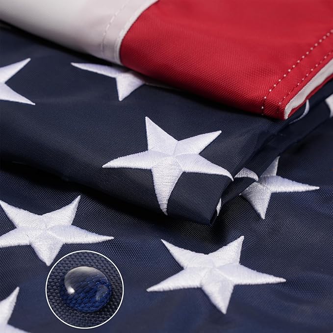 AZCOVER American Flag 8x12 FT Us Flag for Outside USA Heavy Duty Nylon American Flags for Outdoor with Embroidered Stars Sewn Stipes and Brass Grommets All Weather Lasting United States Flag
