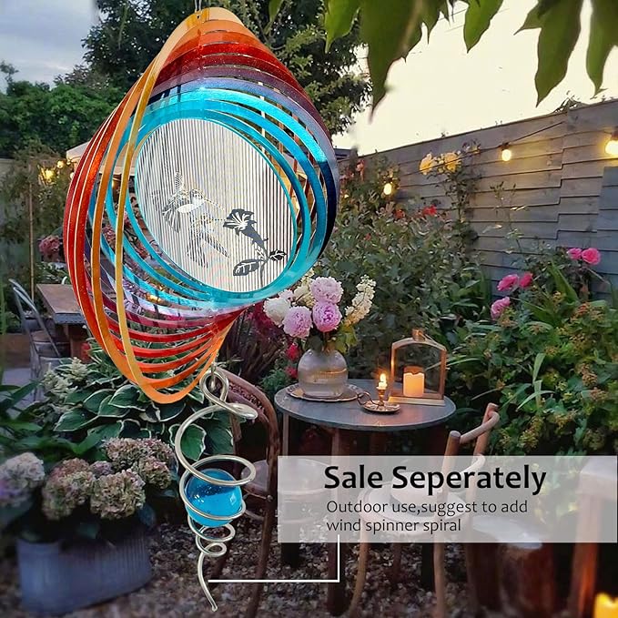 3D Animations Hummingbird Wind Spinner for Yard and Garden,12In Metal Wind Spinners Hummingbird Gift for Women Mom Grandma Wife,Outdoor Garden Decor Hanging Kinetic Yard Art Wind Sculpture