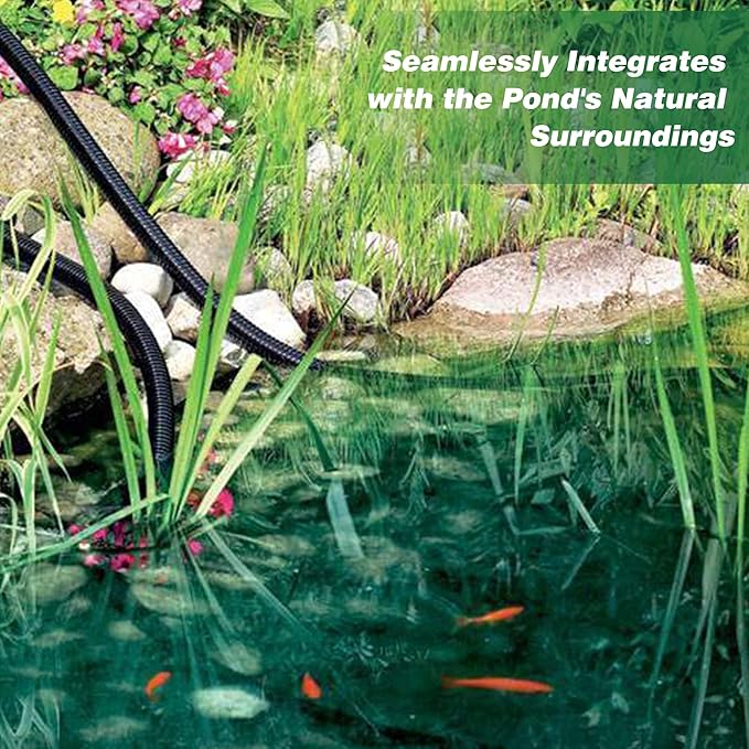 Kinkproof 1.5" Flexible PVC Pond Tubing, 26.9 Ft Length, Corrugated Hose for Connecting Pond Components, Waterfalls, Filters & More, Black