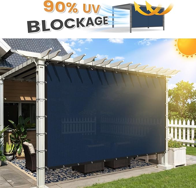 VICLLAX Shade Fabric Sun Shade Cloth with Every 2 FT Grommets for Patio Garden Pergola Cover Canopy 4x20 FT, Dark Blue