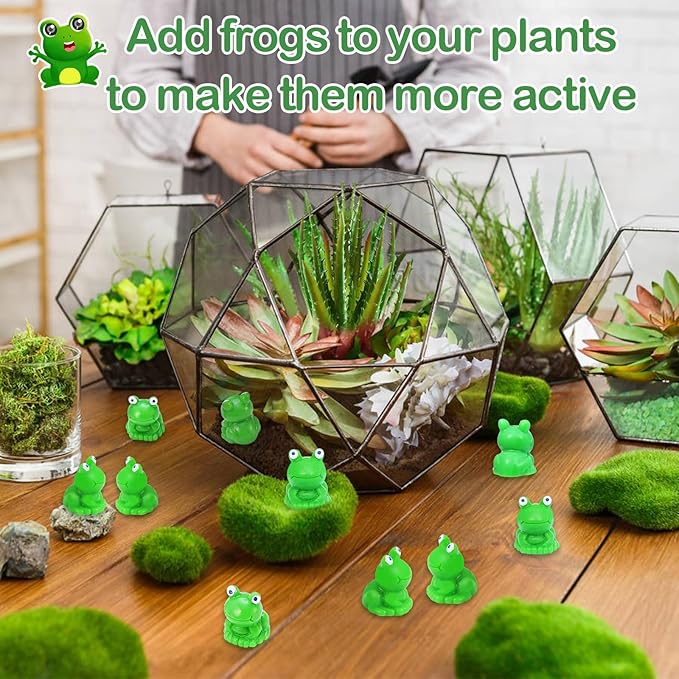 220 Pcs Mini Resin Frogs Green Plastic Miniature Tiny Figurines Tiny Frogs for Fairy Garden Moss Landscape DIY Craft Accessories Home Ornament and Dollhouse Birthday Party Favors