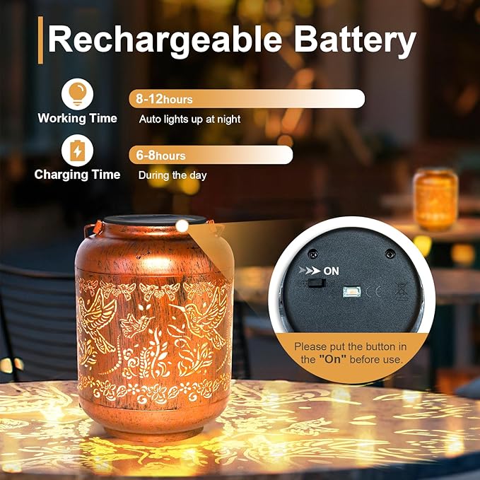 2Pack Hummingbird Solar Lanterns Outdoor Hanging Waterproof Hummingbird Garden Decor Christmas Gifts for Women Mom Grandma Metal Solar Lights Decoration Outside for Yard, Patio,Pathway Landscape