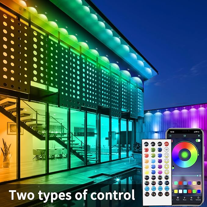 300ft Permanent Outdoor Lights, RGB LED Eaves Lights,IP67 Waterproof LED Eaves Light for Christmas,Halloween Decor,Outdoor Decor,Garden Décor（2 Rolls of 150ft）