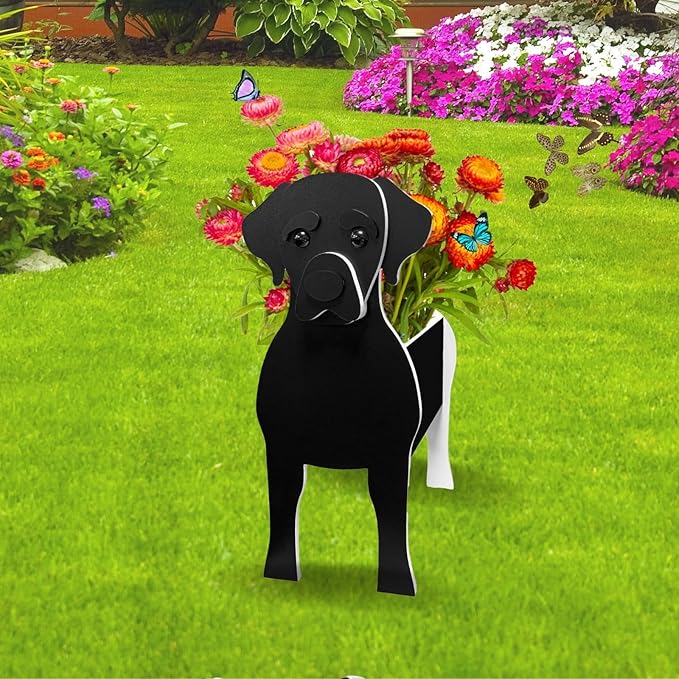 Black Labrador Dog Planter Plant Pots,Cute Garden Dog Flower Planter,Dog Planters Birthday Gifts for Women,Office,Indoor/Outdoor Decor(9.45 * 6.38 * 13.39in)