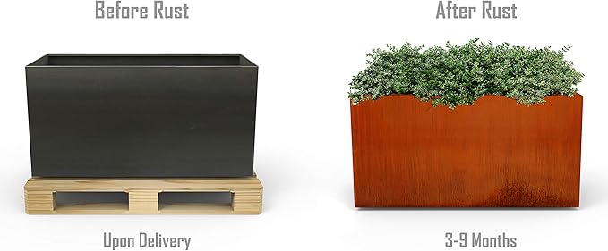 Large Rectangular Planter for Outdoor Plants – 48-Inch Corten Steel Planter Box for Garden Borders & Patios | Made in USA, Fully Assembled