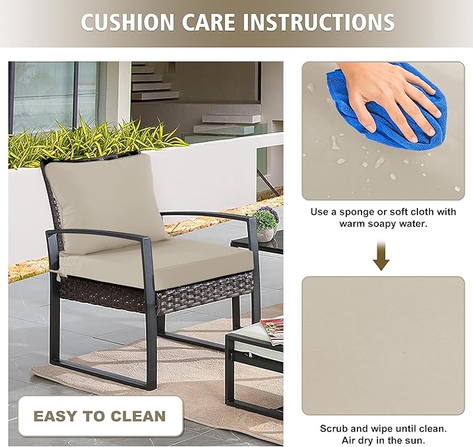 22"x22" Outdoor Cushion for Patio Furniture – Water-Repellent & Fade-Resistant Patio Chair Cushion for Garden, Deck, or Porch – Cream