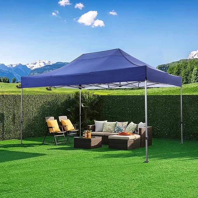 COBIZI 10x15 Heavy Duty Pop up Canopy Tent Easy Up Commercial Outdoor Canopy Wedding Party Tents for Parties All Season Wind & Waterproof Gazebo with Carry Bag, Dark Blue(Frame Thickened)
