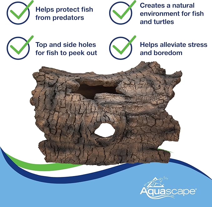 Aquascape 78324 Koi Predator Control Faux Log Fish Cave, Brown