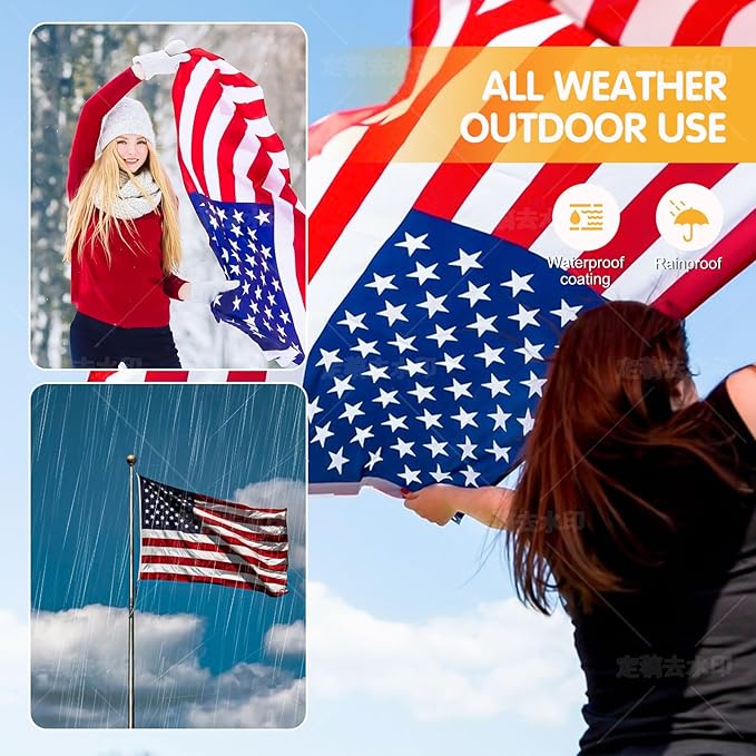American Flag 3x5 Ft Series，Upgraded Thickened Spun Polyester Fade-Resistant Ultra Durable Tear-Resistant Heavy Duty Flags Heavy Duty, Embroidered Stars, Sewn Stripes, Brass Grommets