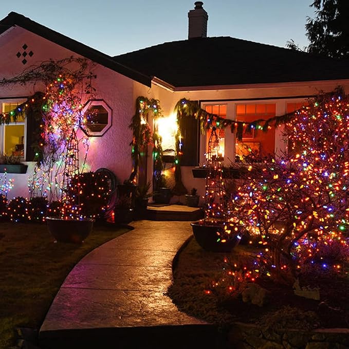 TW SHINE Outdoor Christmas Lights, 20FT 100 Count Christmas String Lights Incandescent, Waterproof Indoor Mini Christmas Tree Lights for Xmas Decorations, Multi Colored