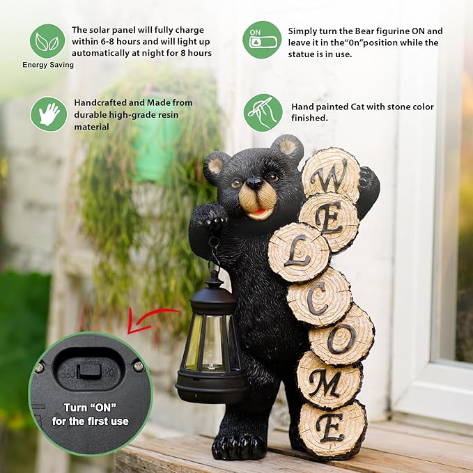 Solar Garden Decor Statues Figurine: Garden Art for Patio Balcony Yard Lawn - Unique Christmas Birthdays Gifts for Mom Grandma Women Wife Sister