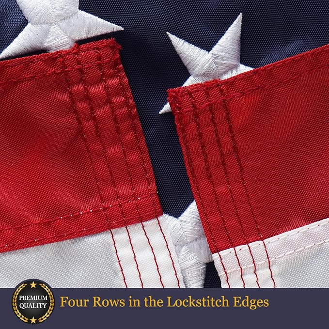 Homissor Folded 3x5 American Flag 420D Nylon Heavy Duty Outdoor Triangle Box Package USA US Flags Embroidered Stars Long Lasting for All Weather High Winds