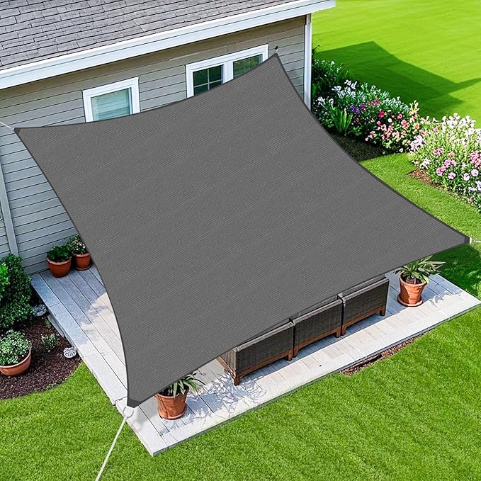 Amagenix Sun Shade Sail 10'X25' Curved Edge Outdoor Shade Canopy Dark Grey Breathable 95% UV Block Shade Cloth for Patio Garden Backyard (We Make Custom Size)