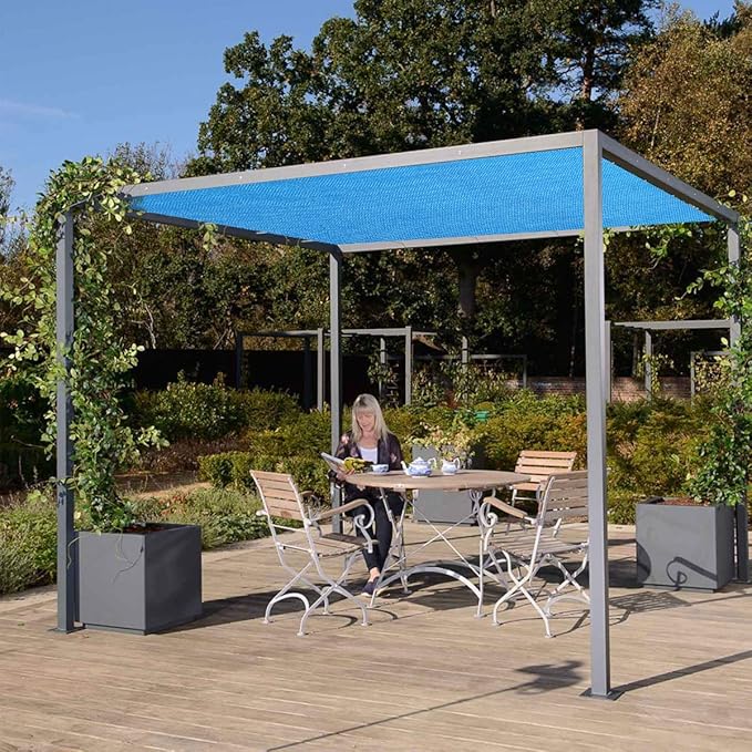 Eden's Decor Straight Flat-Edged Sun Shade Sail Rectangular 9' x 22' Blue UV-Blocking Outdoor Canopy Fabric Cloth Awning for Pergola Patio Garden Backyard Custom Size