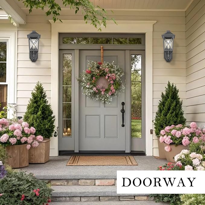 Darkaway Outdoor Wall Light Fixture,Outside Porch Lights Wall Mounted Seeded Glass Exterior Waterproof Lantern Modern E26 Socket Wall Sconce Lighting for Front Door Yard Patio