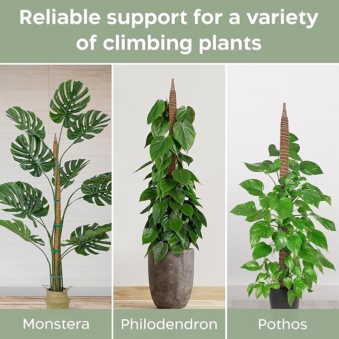 48'' Bendable Moss Pole Monstera Plant Support for Climbing Indoor Plants - Stakes for Potted Climbers - Tall Sticks Indoor Trellis for Houseplants - Accessories for Monstera Pot
