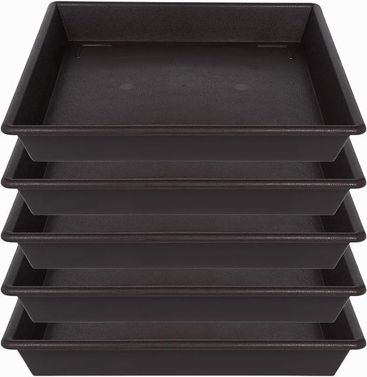 Square Plant Saucer 16 Inch 5 Pack, Plant Stand Plant Trays for Pots Heavy Duty Plastic Plant Saucers for Indoors Outdoors, No Holes Plant Drip Trays Plant Lover Gardening Gifts