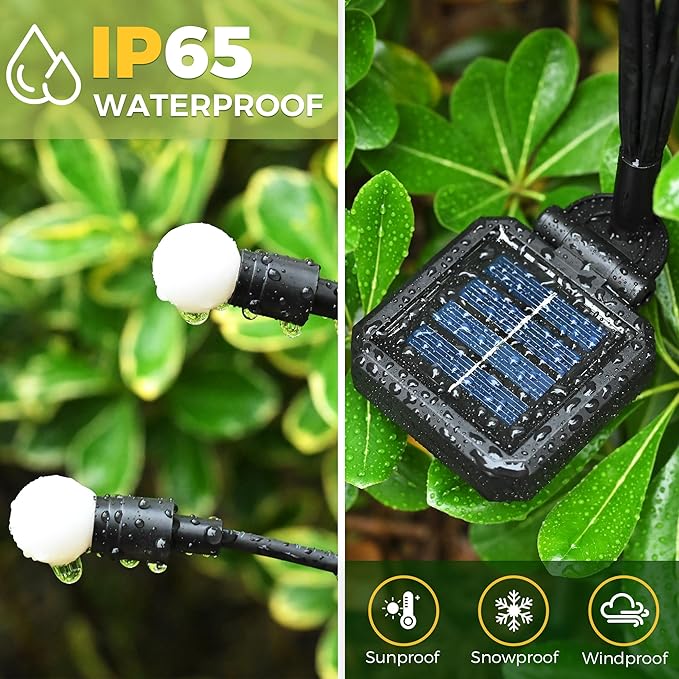 Solar Garden Lights, 60 LED Firefly Garden Lights Solar Outdoor, Solar Lights for Outside Sway by Wind,Solar Lights Outdoor Waterproof for Christmas Yard Patio Pathway Decoration (6 Pack)