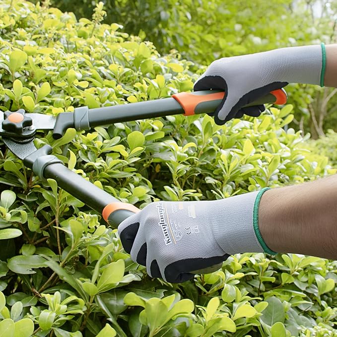 3-Paris XL Work Gloves for Men and Women, Nitrile Coated Safety Protective Gloves with Grip, Ideal for Gardening, Warehouse, Mechanic, Light Duty Construction Work