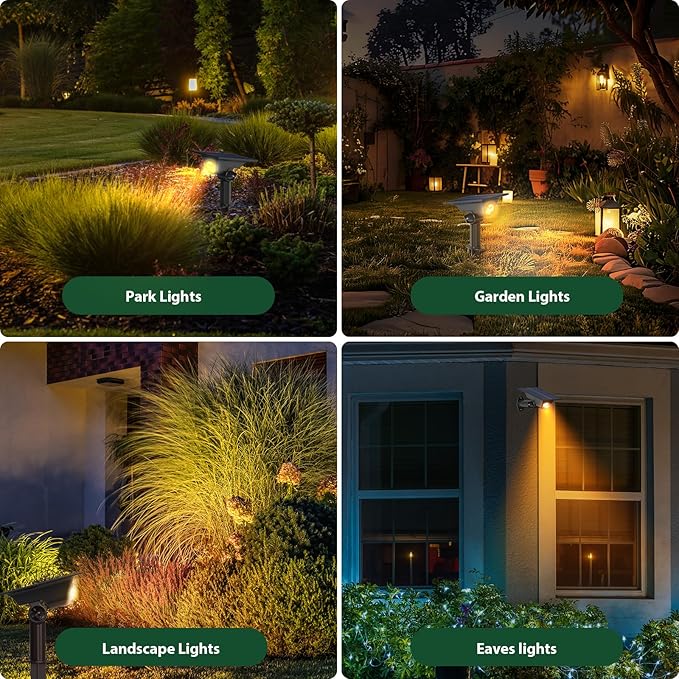 4 Pack Solar Power Spot Lights Outdoor Waterproof LED Dusk to Dawn Landscape Spotlight for Outside Yard, Tree, Flag, Plants, Fountain, Statues, 2 Modes, 18 Hours Accent Ambient Lighting (Warm Light)