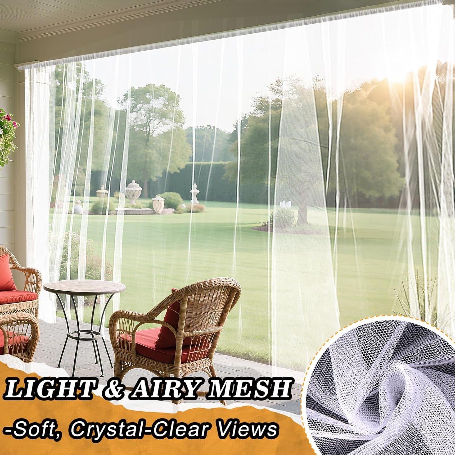 2Pcs 13x10ft Mosquito Net, Mesh Netting for Patio Skin and Plants Protection, Garden Bird Bug Screen, White