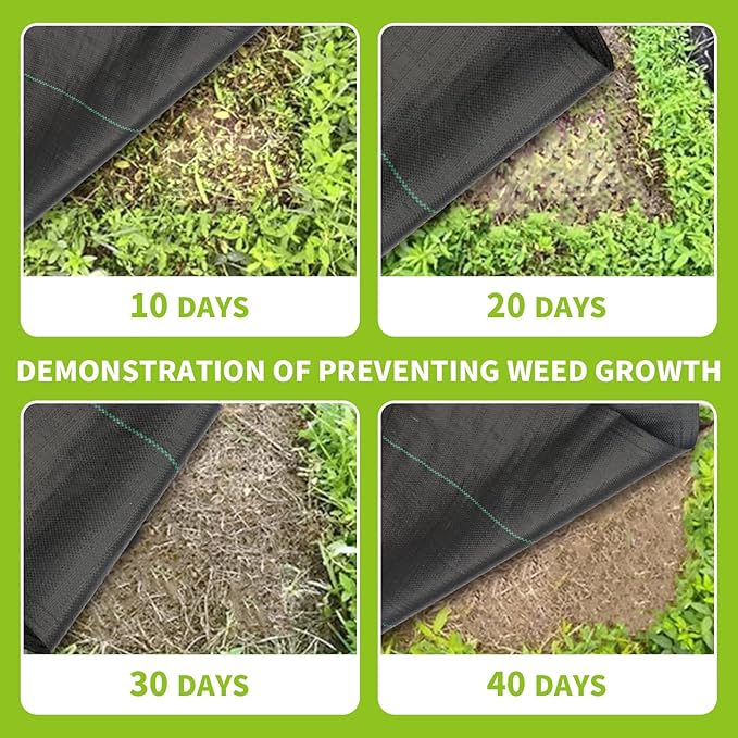 3x100ft 3.2OZ, Weed Barrier Landscape Fabric Heavy Duty, Woven Weed Control Fabric, High Permeability Good for Flower Bed, Geotextile Fabric Underlayment, Driveway (6ft*100ft)