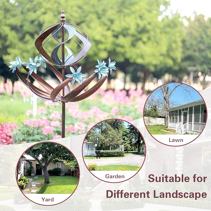 Outdoor Metal Wind Spinner for Yard Garden - Large Kinetic Wind Sculptures Spinners Outdoor, Gift for Birthday, Anniversary, Housewarming, Christmas (W26 x H86)