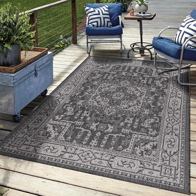 Keen Home Design Terrace Outdoor Area Rug - 6x9 Washable Indoor/Outdoor Rug for Patio, Kitchen, Balcony, Beach, Garden, Deck and Porch, Size: 6'x8'10"