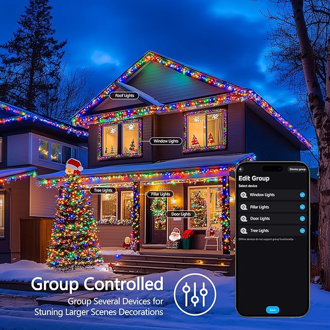 JMEXSUSS 100 LED RGB Christmas Tree Lights Indoor, 33ft Smart Color Changing Christmas Lights Outdoor with Remote & APP, Clear Wire Christmas Lights Plug in for Bedroom Tree Room Party Birthday