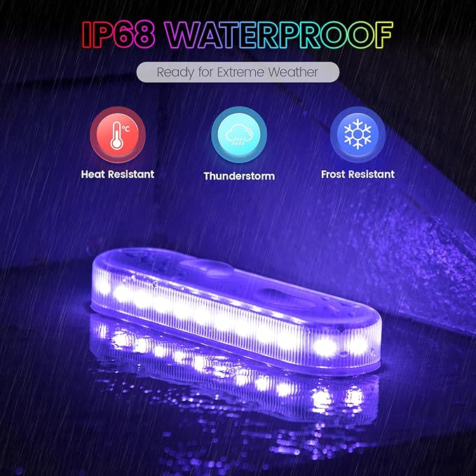 Honalia Solar Step Lights Outdoor Waterproof LED, RGB Color Changing Stick on Solar Lights Auto ON Off, Deck Step Lights Solar Powered Decor for Stairs,Pool,Yard,Patio(4 Pack), HO-RGBSL-4