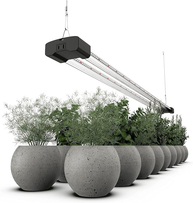 BoostGro LED Grow Light Full Spectrum 5000K Daylight + 660nm Red Linkable Indoor Plant Lighting Fixture Tubes (4 FT, Black)