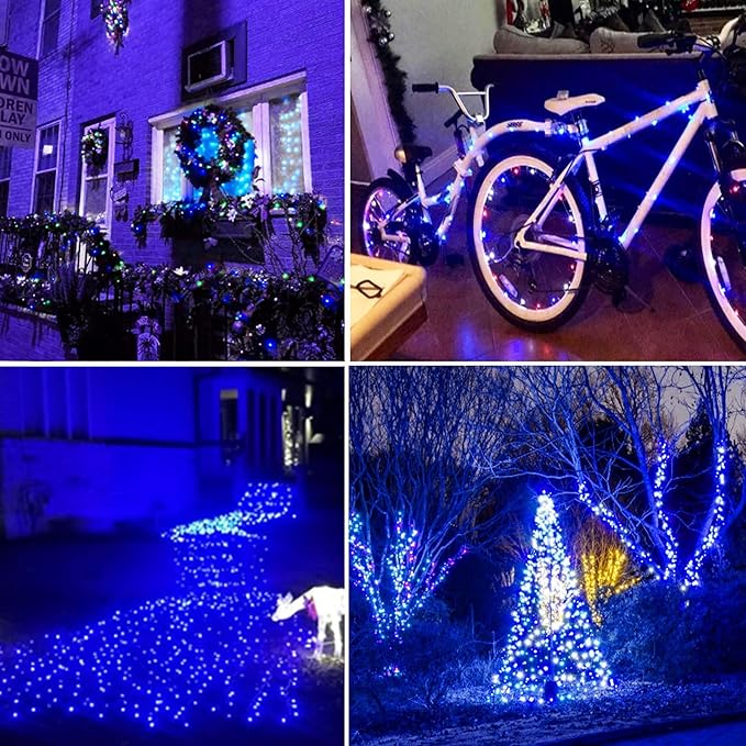 2-Pack 66FT 200 LED Blue Christmas Lights for Indoor/Outdoor, Super Bright Plug in String Lights,Waterproof Xmas Light Outdoor for Christmas Decorations Bedroom Party Decor Garden Patio Tree (Blue)
