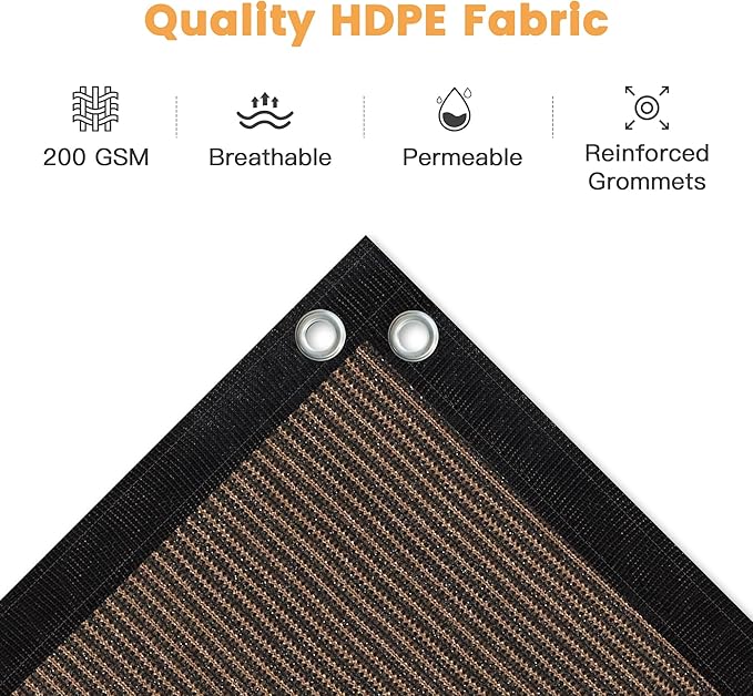 VICLLAX Shade Fabric Sun Shade Cloth with Every 2 FT Grommets for Patio Garden Pergola Cover Canopy 8x24 FT, Mocha