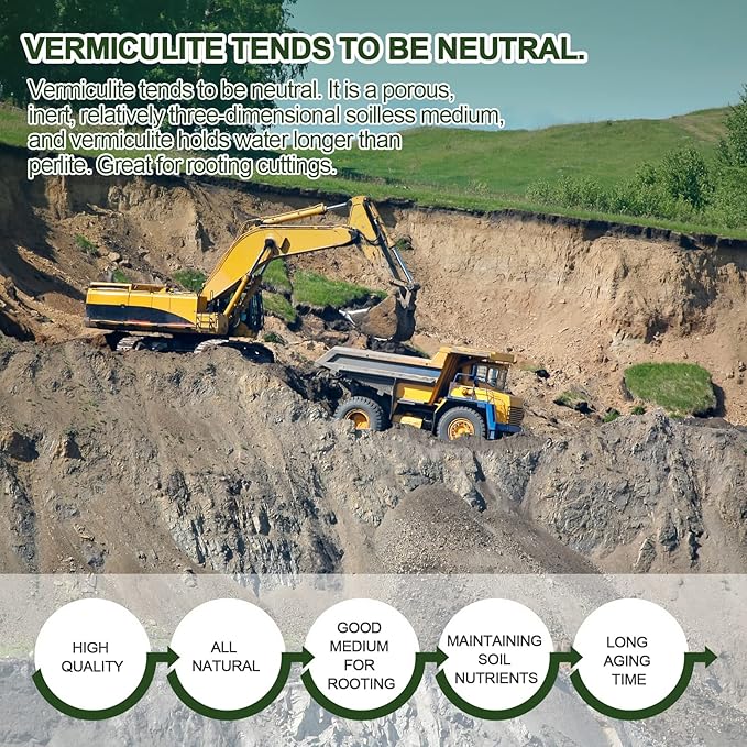 8QT Horticultural Vermiculite Bulk, Organic Vermiculite for Plants, Course Grade Vermiculite for Gardening, for houseplants, for Mushrooms, to Maintain Soil Moisture and Plant Growth(3-6mm)