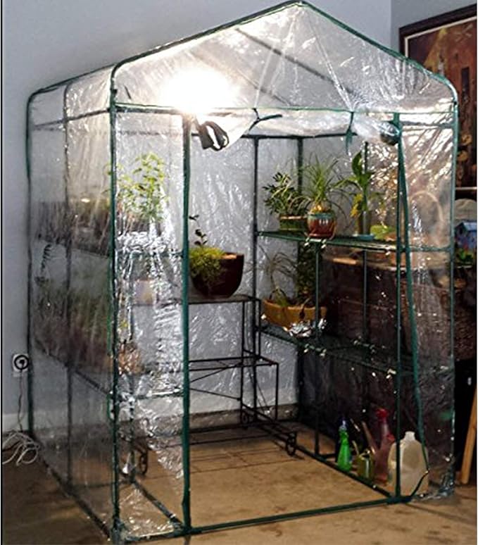 Home-Complete 514537FXW Walk-in Greenhouse-Indoor Outdoor with 8 Sturdy Shelves-Grow Plants, Seedlings, Herbs, or Flowers in Any Season-Gardening Rack, Green