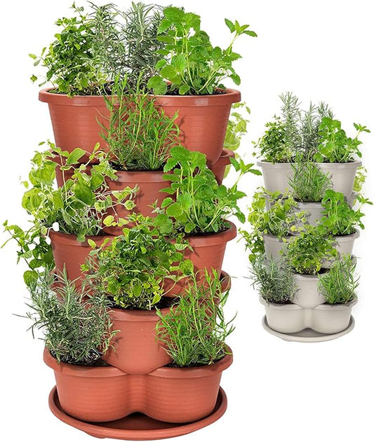 Amazing Creation Stackable Planter, Terracotta 5-Tier Vertical Garden Planter, Grow Your Own Vertical Oasis of Vegetables and Succulents