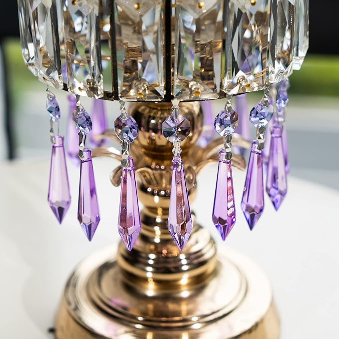 HDCRYSTALGIFTS Purple Chandelier Icicle Drop Prisms Crystal 55mm, Pack of 25
