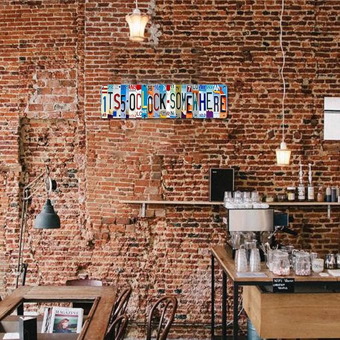 Bar Signs For Home Bar Decor Its 5 O'Clock Somewhere Sign Funny Metal Tin Sign Outdoor Bar Accessories Vintage Surfboard Decor Street Signs For Bedroom Bar Wall Decor Garage Decor It'S Five O'Clock