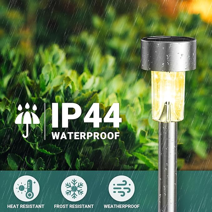 GIGALUMI Solar Lights Outdoor Waterproof, 20 Pack, Stainless Steel LED Solar Garden Lights for Patio, Lawn, Yard and Landscape, Garden Decor Patio Decor,Multicolor