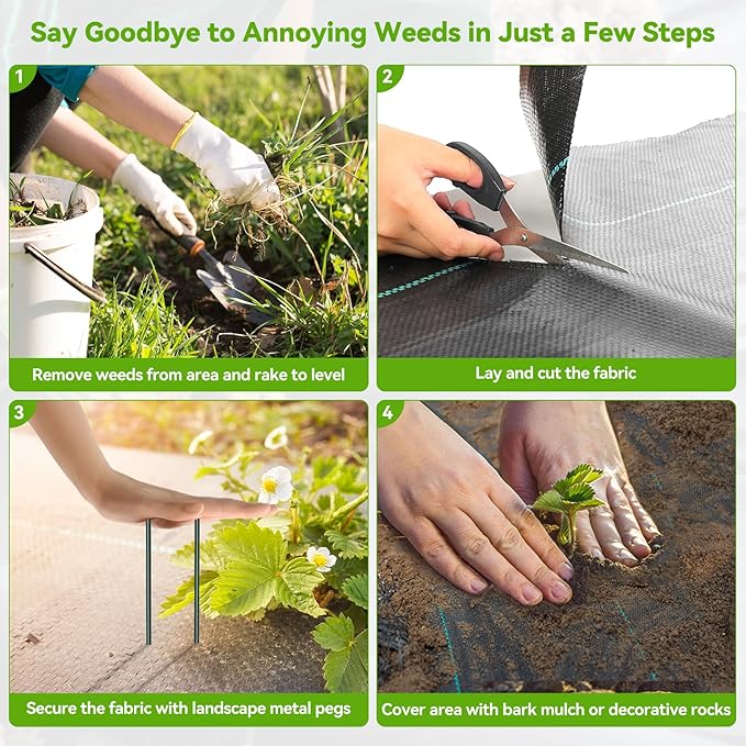 3ftx50ft Weed Barrier Landscape 3.2oz Fabric Heavy Duty, Woven Weed Control Cloth, Woven Geotextile Fabric for Underlayment, Gardening Ground, Commercial Driveway Weed Block Cover Mat