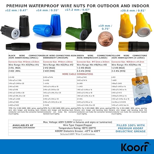 UL Listed Waterproof Wire Connectors with Heat Shrink tubing for Outdoor Caps Sprinkler LED applicate in Wherever Corrosion Exists, Moisture (20, XLargeHeatShrinkable)