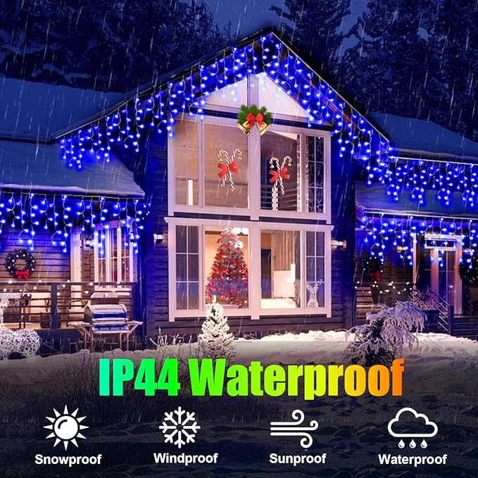 49FT 450LED F8 Upgraded Christmas Lights Decorations - 8 Modes Waterproof Outdoor Fairy String Lights With Memory and Timer - Plug-in for Holiday, Party, Wedding, Home, Roof