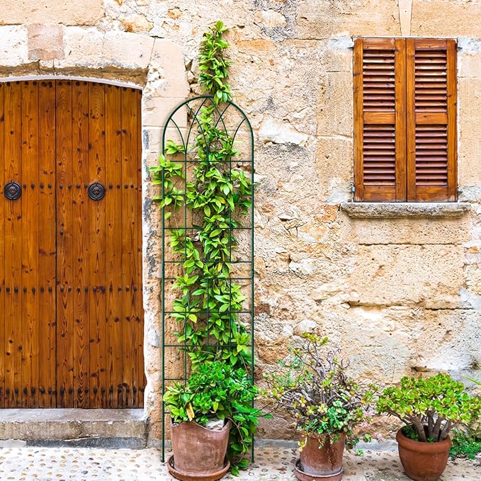 4 Pack Metal Garden Trellis for Climbing Plants,Green Metal Garden Trellis for Vines Plant Rose Vegetable Support,Large Decorative Outdoor Trellis